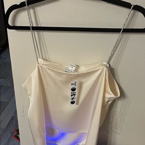 Elegant Cream Crop Top with Chain Straps